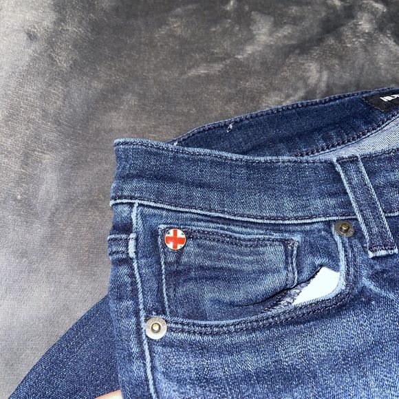 Hudson Krista Super Skinny Distressed Ankle Blue Stretch Denim Jeans Women's 27 - Picture 5 of 10